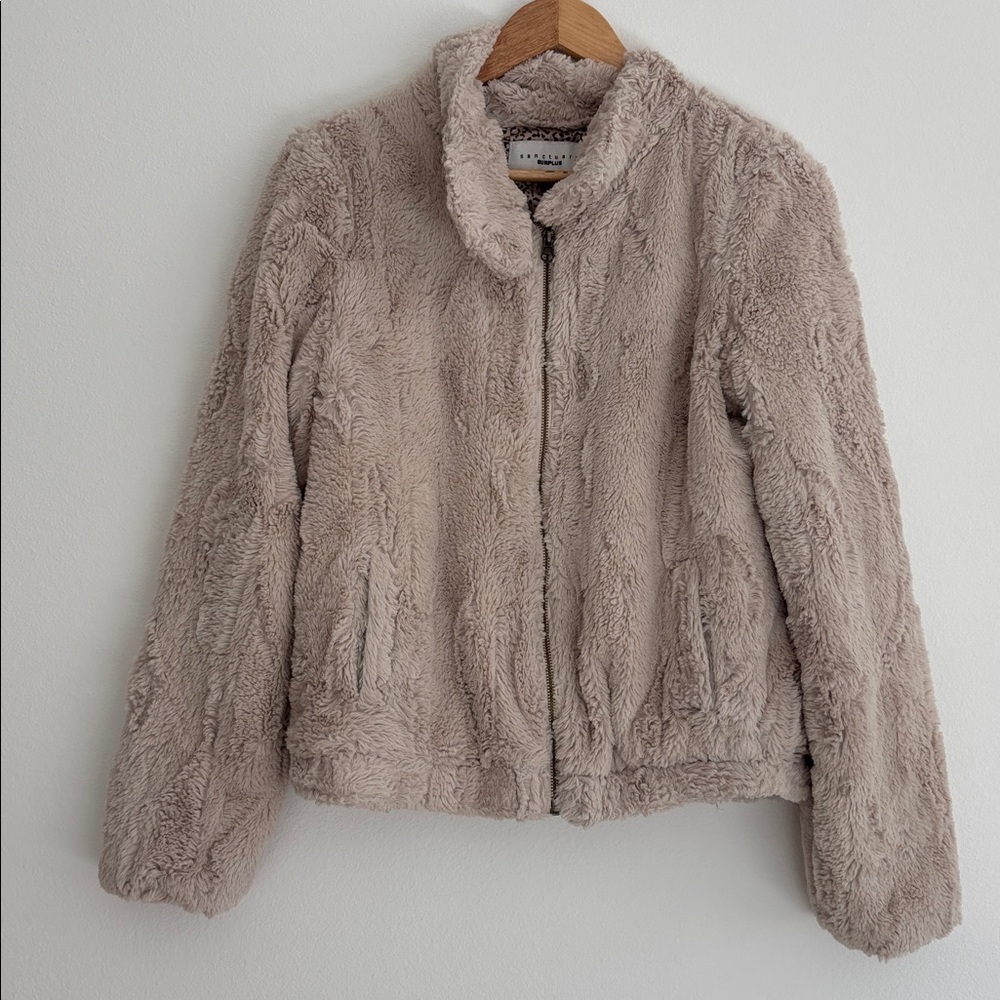 Sanctuary Surplus Chic Faux Fur Leopard Teddy Jacket size S
